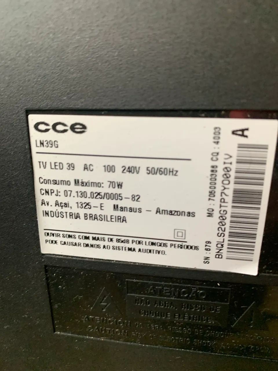 Tv led cce pn 39G com tela quebrada - Foto 4