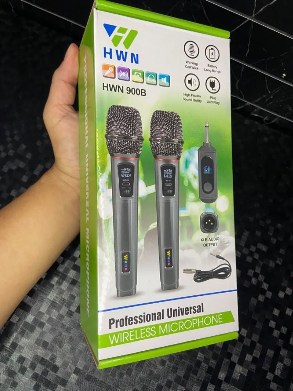 MICROFONE DUPLO SEM FIO e COM FIO - HWN 900B  - Foto 2