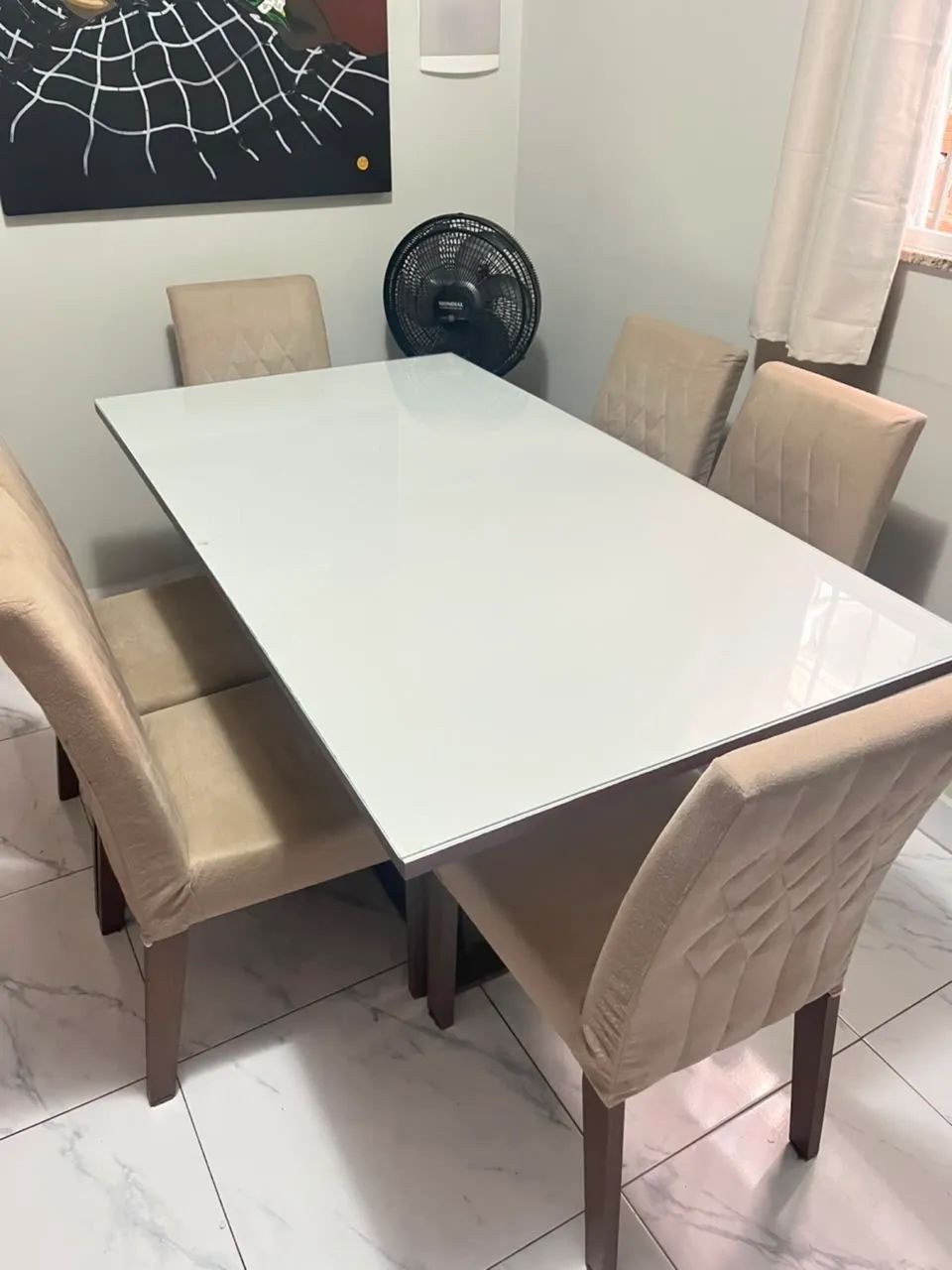 Mesa de jantar Modesa 6 cadeiras, tampo de vidro  - Foto 5