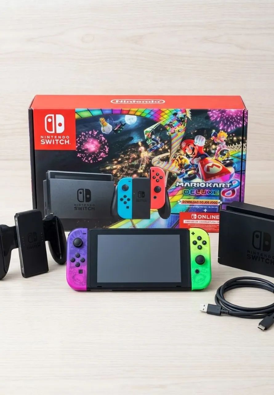 ? Nintendo Switch V2 Completo + Joy-Cons Splatoon 3