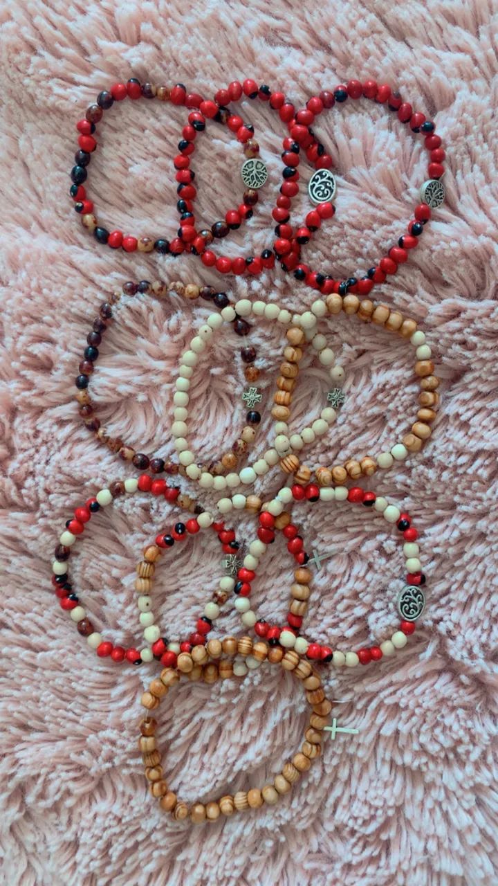Kit de Pulseiras Artesanais com Sementes de Huayruro Peruano - Proteção e Prosperidade - Foto 2