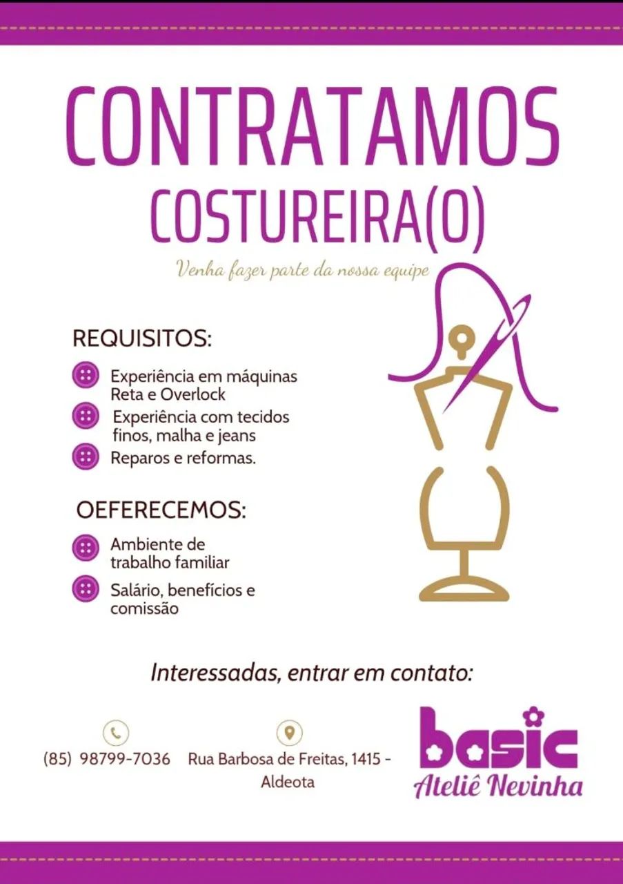 Vaga para Costureira/o