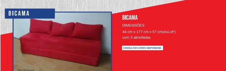 Sofá cama Bicama com 3 almofadas NOVO - Foto 2