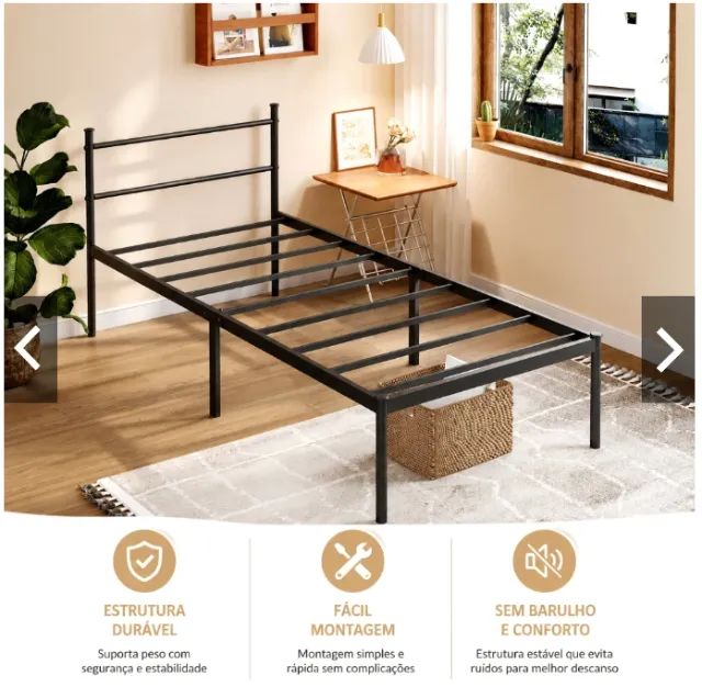 Cama de Solteiro Metal Reforçado - Foto 2