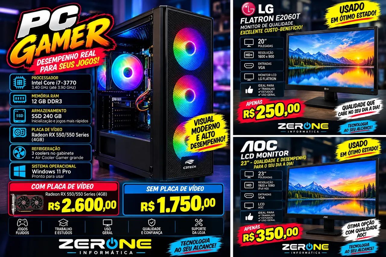 Pc gamer é monitores usados 