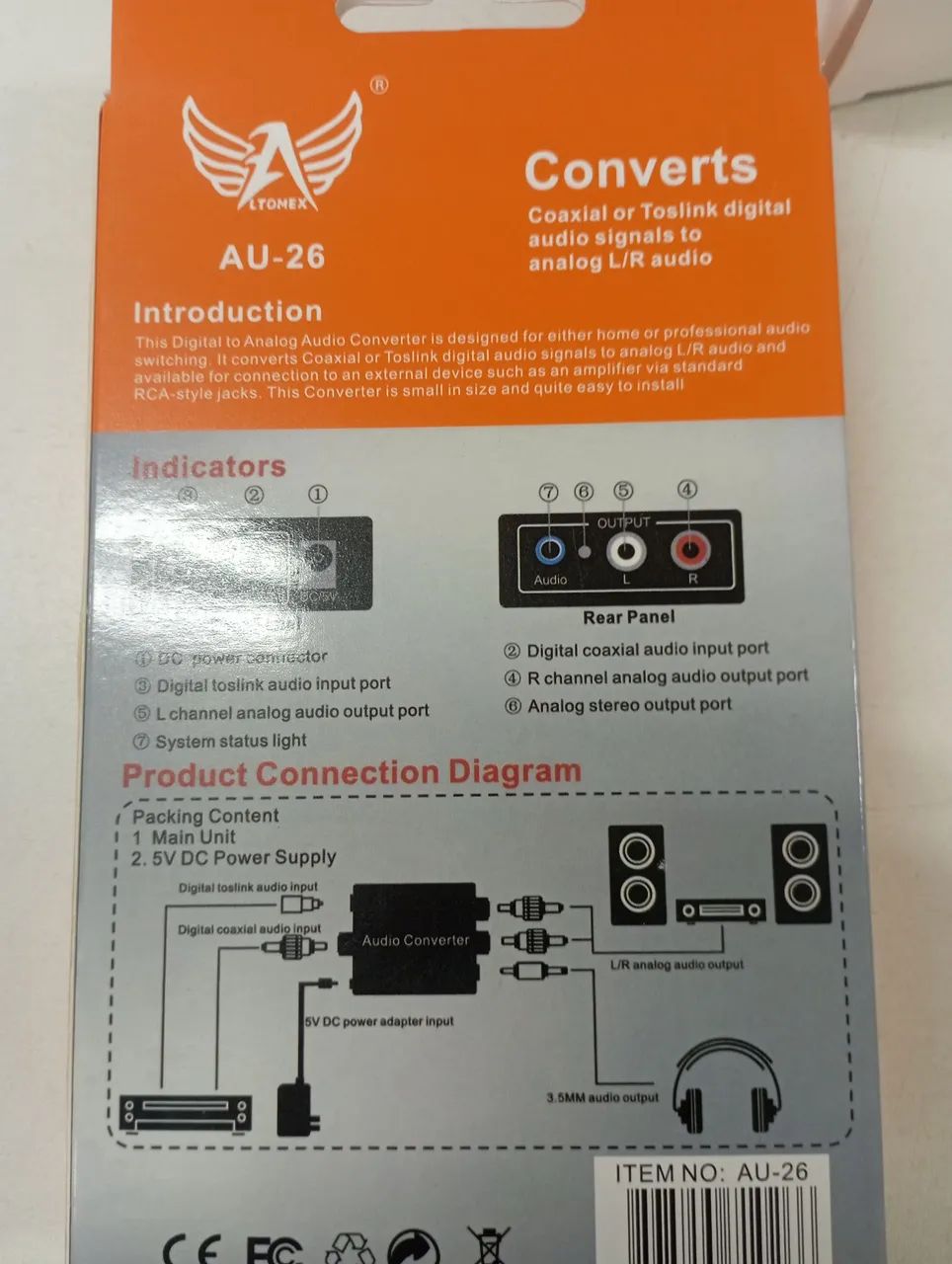Conversor Audio Optico Digital Para Rca Analogico - Foto 2