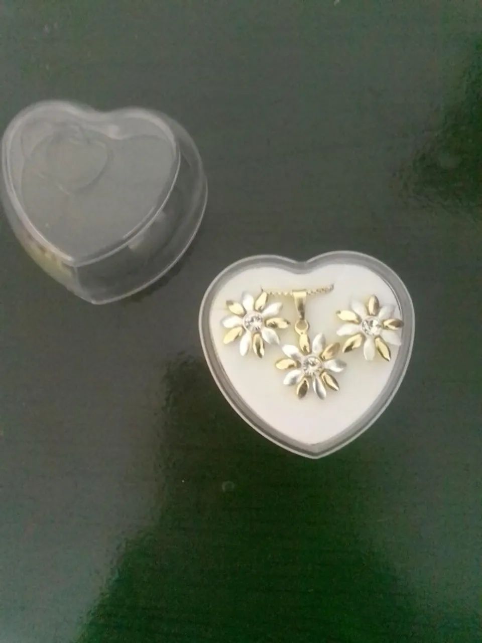 Conjunto Original Colar Brinco Margarida Folheado a Ouro e Prata - Foto 2
