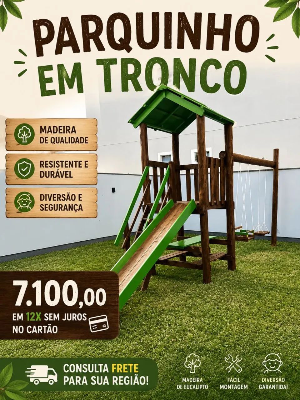 Parquinho infantil Tronco de eucalipto 