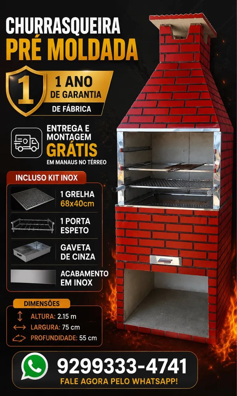 Churrasqueira pré moldada- Entrega e montagem grátis  - Foto 4