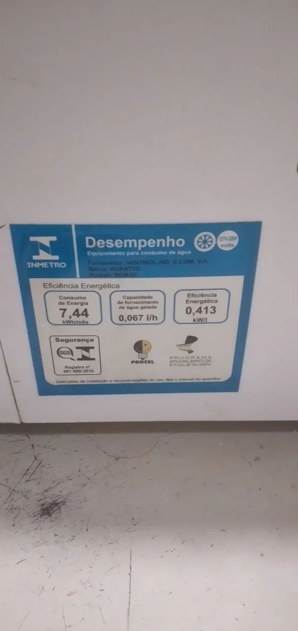 filtro de Água Agratto  (refrigerado)em ótimo estado de conservação e de uso 