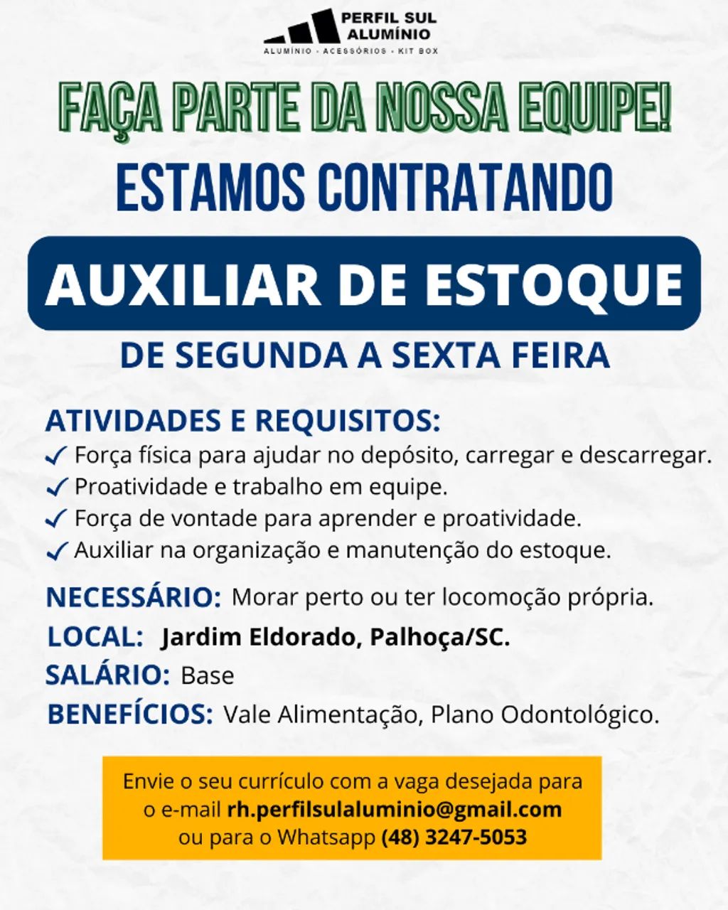 Auxiliar de Estoque e Expedição - Palhoça