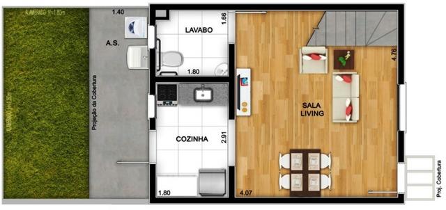 Casas de 50m² - 2 dormitorios - quintal de 12m² nos fundos - 1 vaga de garagem, com lazer - Foto 6