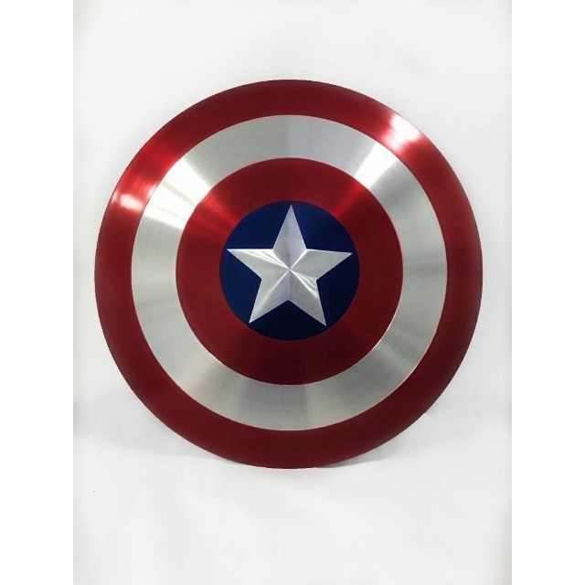 Escudo do Capitão America de 30cm Aluminio Escovado Pintura Automotiva Cosplay Fantasia - Foto 3