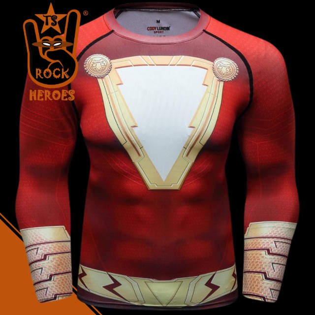 Camisa de Compressão Shazam Manga Longa Rashguard Elastano