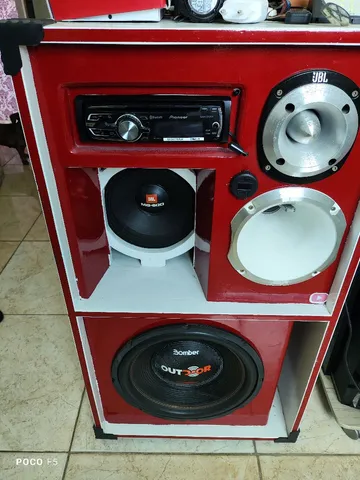 Caixa Bob Residencial Trio Som Pioneer Bluetooth red