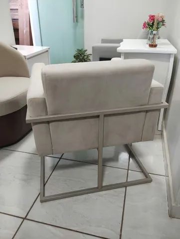 Poltrona Bélgica Veludo Bege **nova embalada** - Foto 3