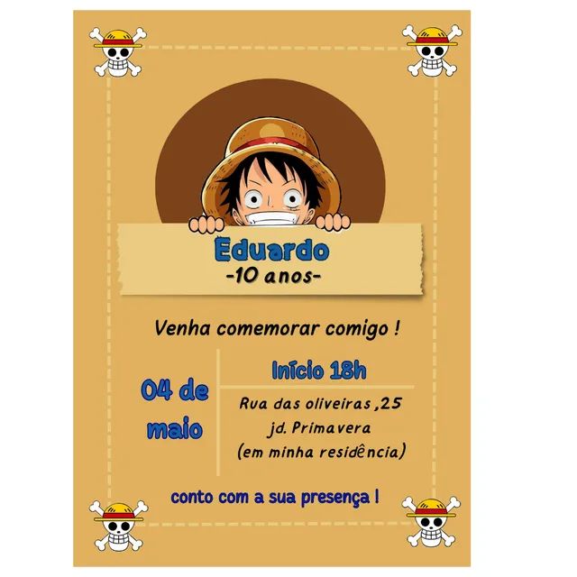 Convites One Piece convites