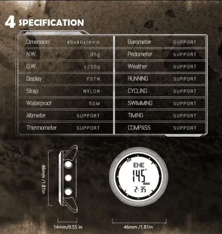 relógio militar do exército Smartwatch natação 50m - Foto 2