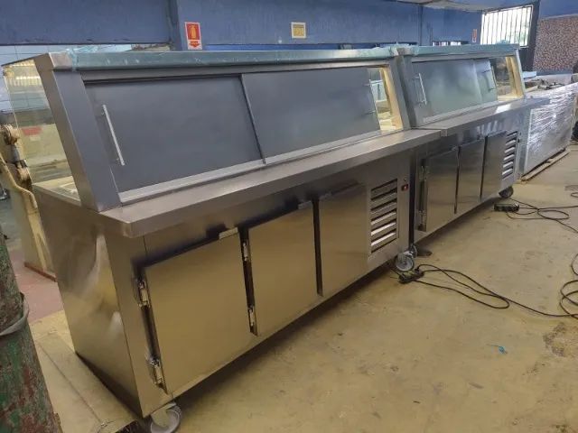 Condimentadora expositora com balcão refrigerado em aço inox sob medida  - Foto 2