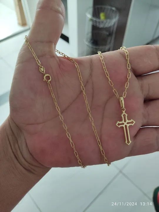 Cordão e Pingente Em Moeda Antiga Idêntica ao Ouro 18K  - Foto 5