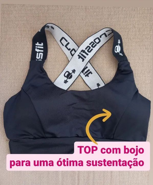 TOP Crossfit Preto Tamanho Único Academia Treino  Novo Musculação Funcional Corrida Pedal - Foto 3