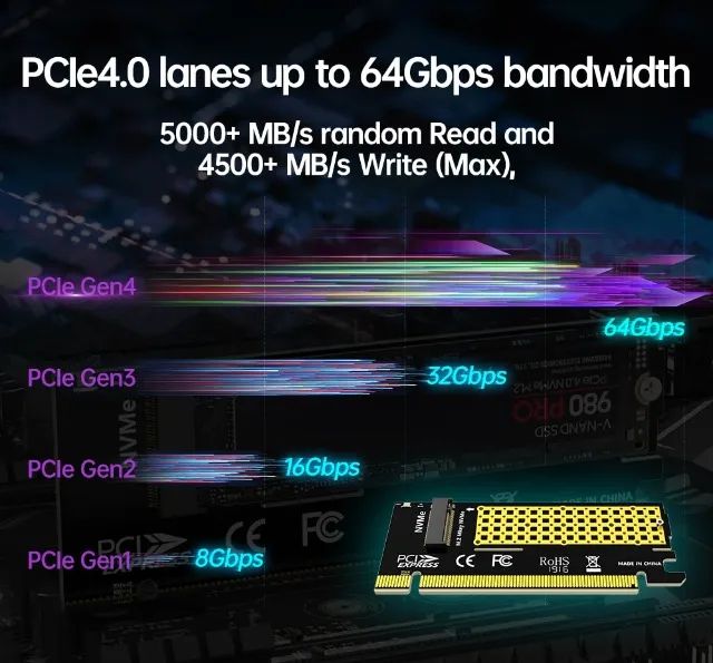 Adaptador Placa Ssd X16 Nvme M.2 Mkey Pci-e 3.0 Express Arduino Automação COD-AM550  - Foto 2