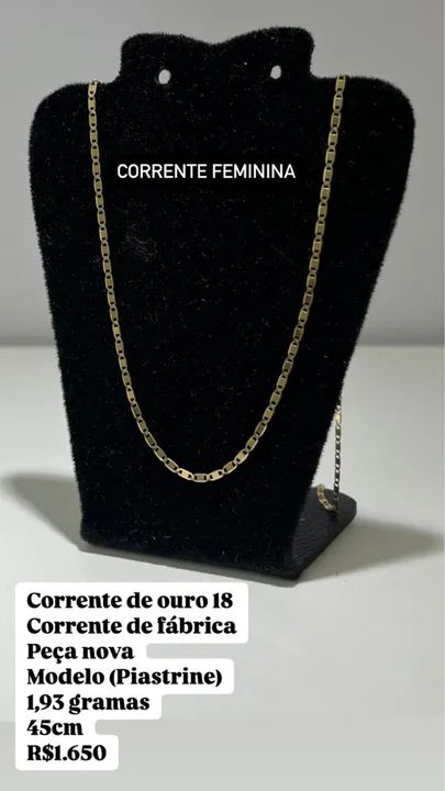 Corrente ouro 18 quilates feminina 