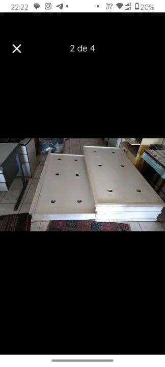 Cama de solteiro com bicama, padrão marcenaria, madeira 88 cm