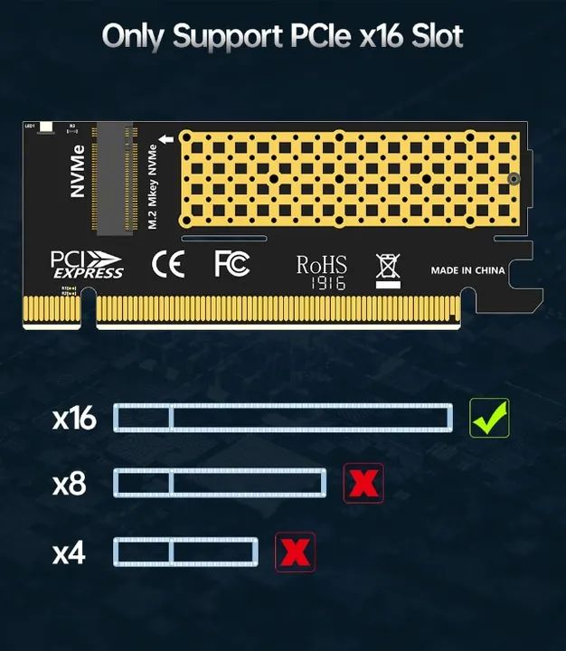 Adaptador Placa Ssd X16 Nvme M.2 Mkey Pci-e 3.0 Express Arduino Automação COD-AM550  - Foto 4