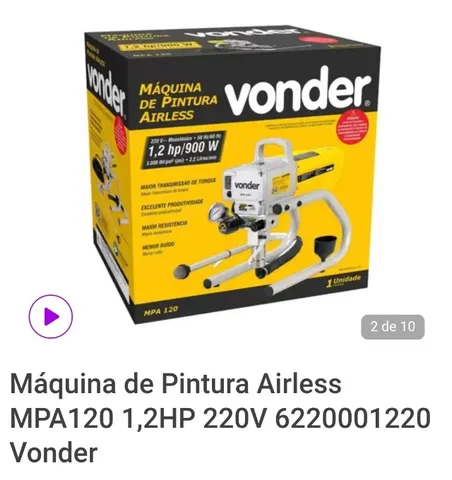 Máquina de pintura airless 900 watts 3.000 psi - MPA 120 220V - Vonder
