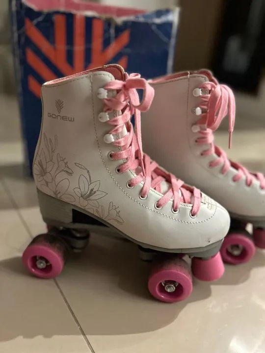 Patins GONEW rosa e branco (36) - Foto 3