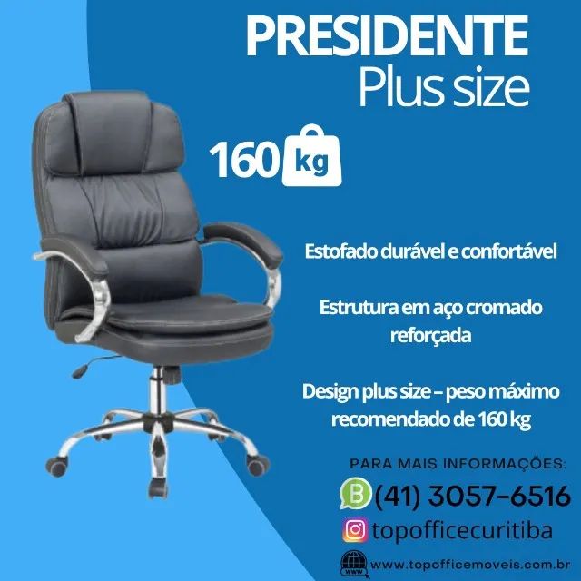 Cadeira Presidente Plus Size / Cadeira para160kg / 9711 - Hosana - Foto 4