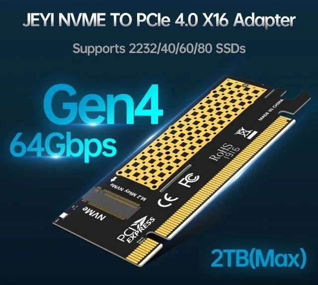 Adaptador Placa Ssd X16 Nvme M.2 Mkey Pci-e 3.0 Express Arduino Automação COD-AM550 