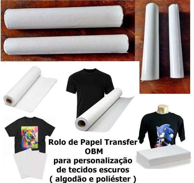 Rolo de Papel Transfer OBM para personalização de tecidos escuros ( algodão e poliéster )