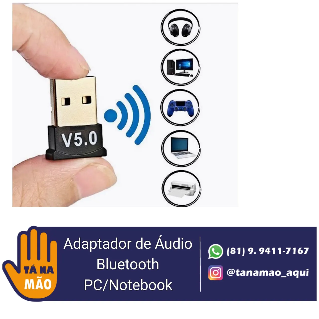 Adaptador Bluetooth 5.0 para Áudio - PC/Notebook - Novo