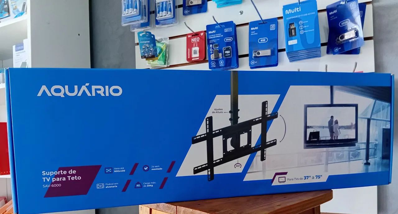 Suporte para TV de Teto Aquário até 75 polegadas 