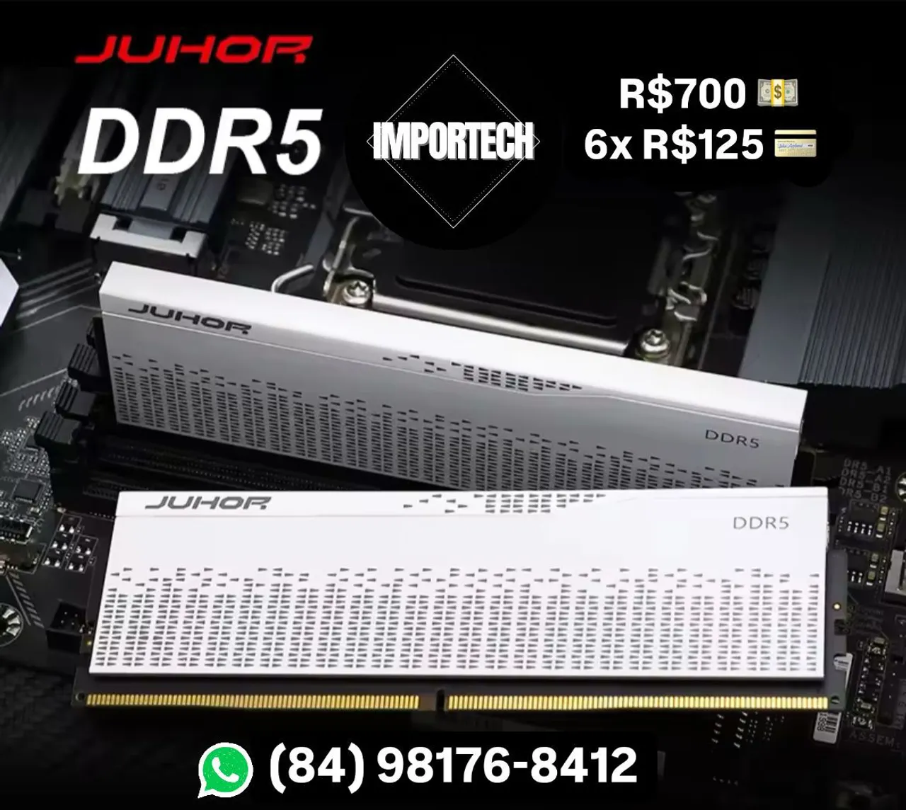 Memória ram DDR5 32GB 2X16GB 6000mhz - JUHOR. @importech_084