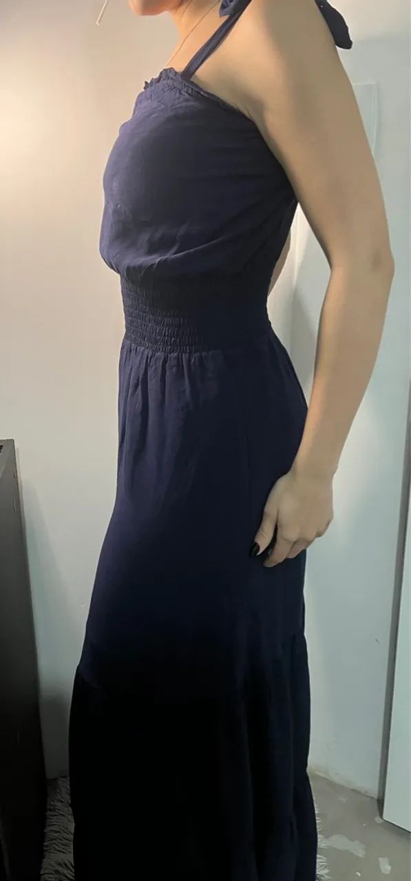 Vestido Azul Marinho com Alças de Amarrar - Foto 3