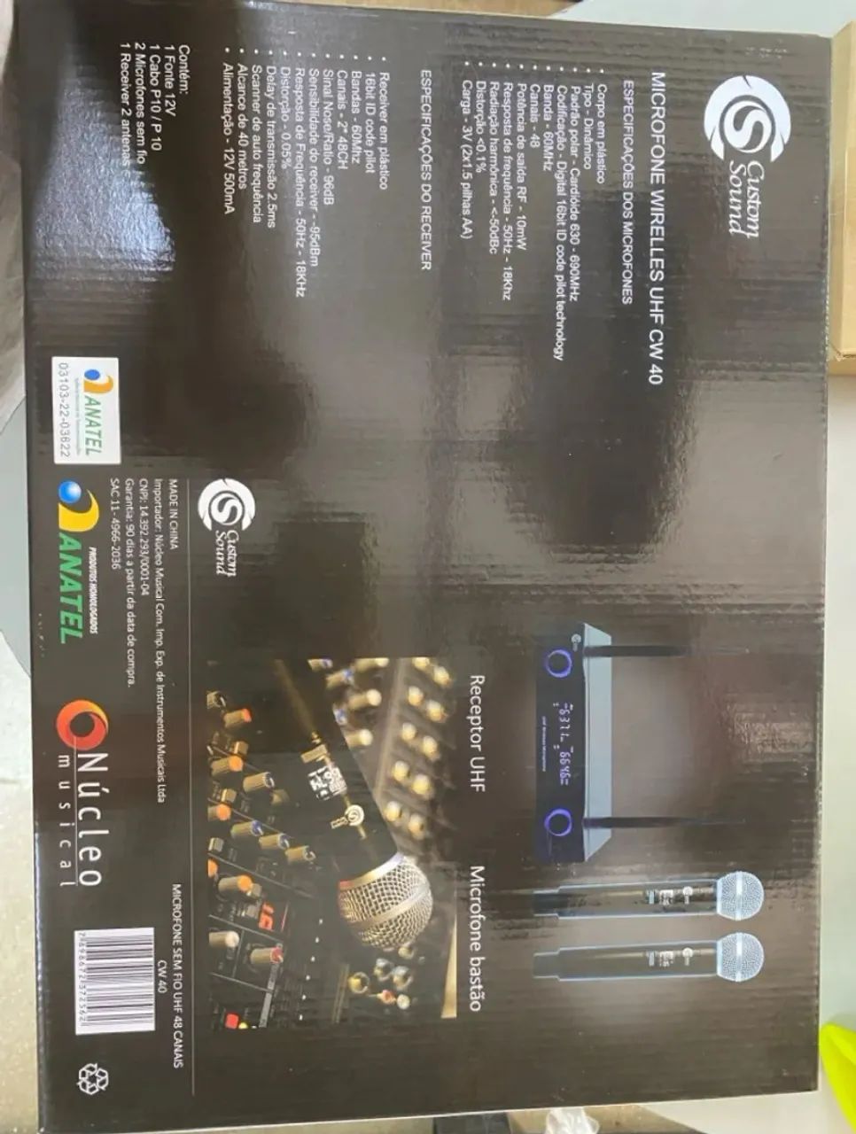 Microfone Sem Fio Duplo Custom Sound Cw 40 Preto - Foto 2