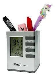 Relógio mesa Lelong LE-8124 porta caneta - Foto 5
