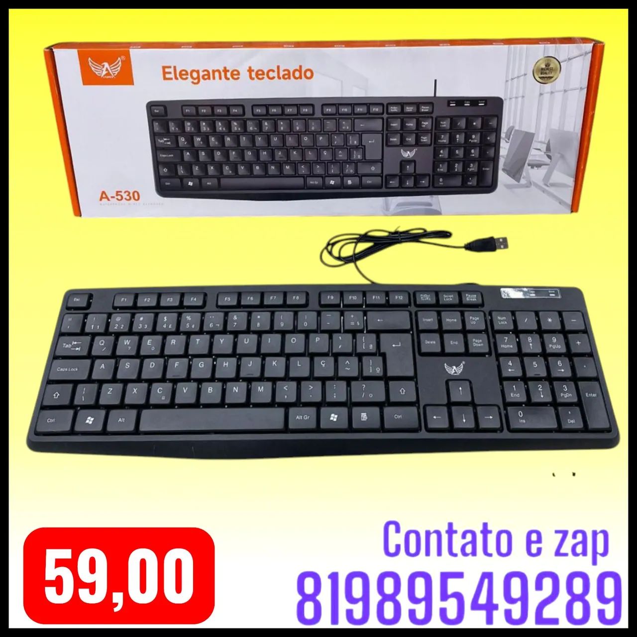 teclado USB com fio A-530