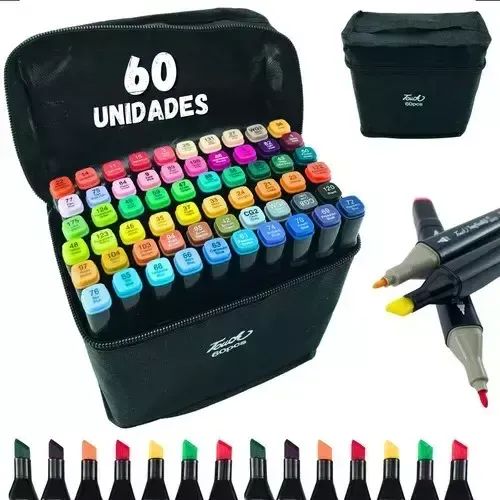 Estojo Com 60 peças Canetinhas