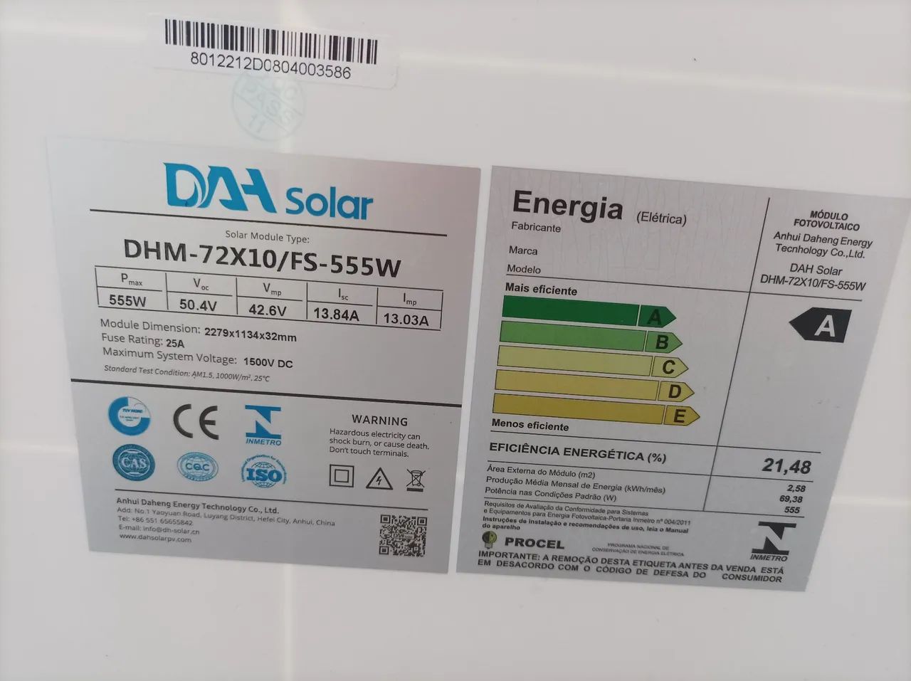 2 Painéis Solares 555W DAH, Full Screen, mais eficiente. Nova! - Foto 2