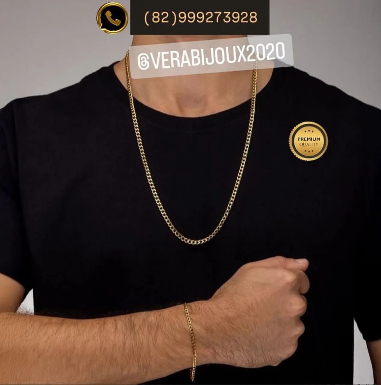 Conjunto Cordão e Pulseira Masculina - Elegância e Estilo! - Foto 2