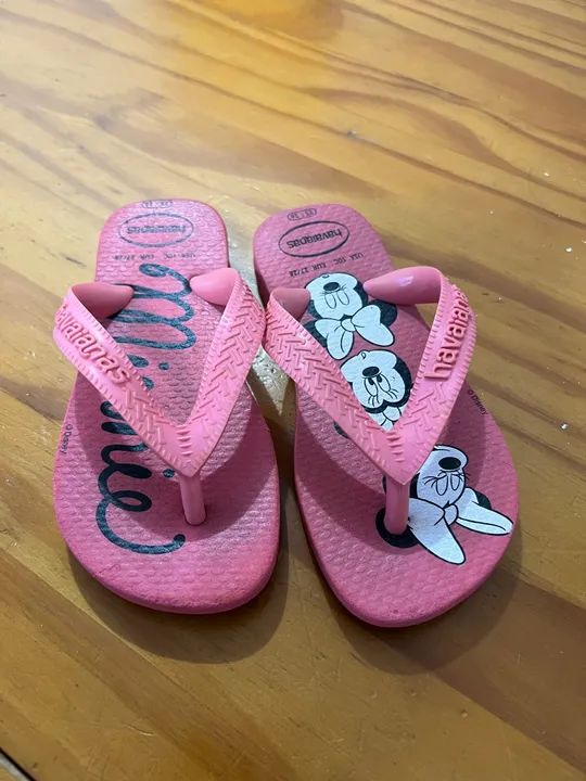 Chinelos Havaianas Minnie Rosa Bebê - Tamanho 17/18