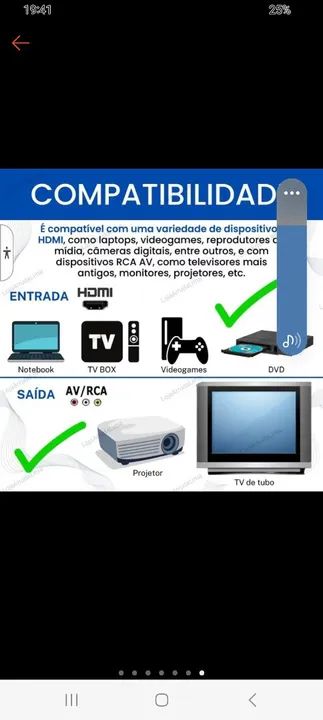 Conversor HDMI para AV Mini 1080p Full HD - Foto 2