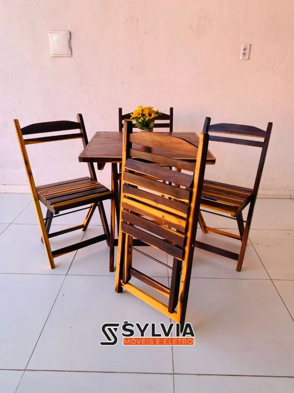 CONJUNTO DOBRÁVEL 70X70 ENVERNIZADA 