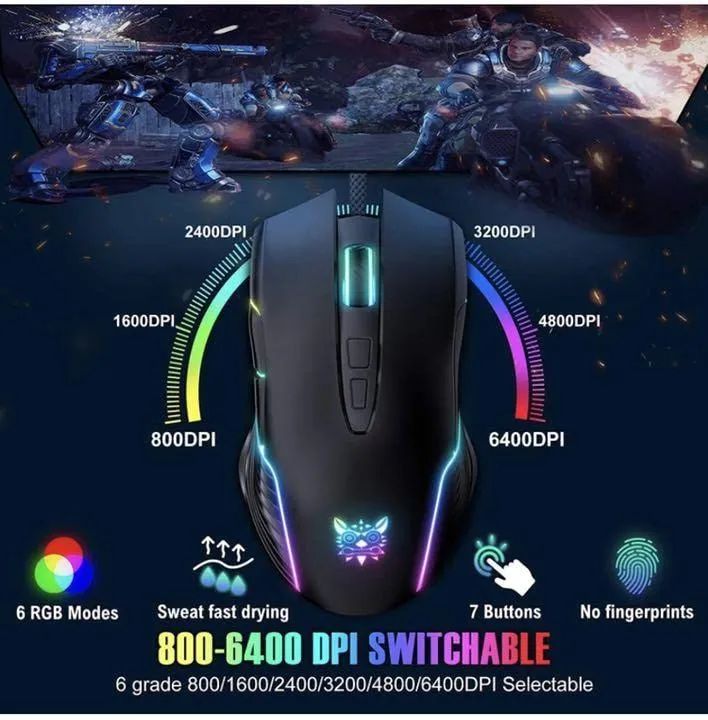 Mouse Gamer ONIKUMA RGB Iluminação Personalizada - Foto 4