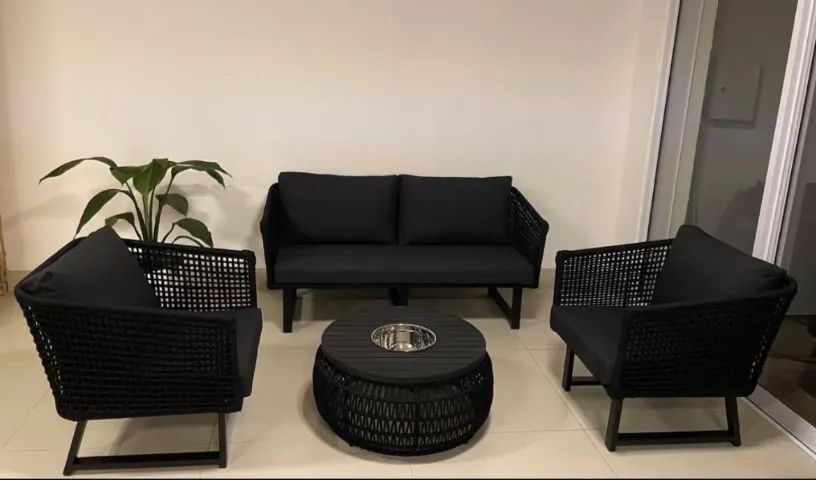 SOFÁ DE CORDA NÁUTICA 4 LUGARES + CHAMPANHEIRA