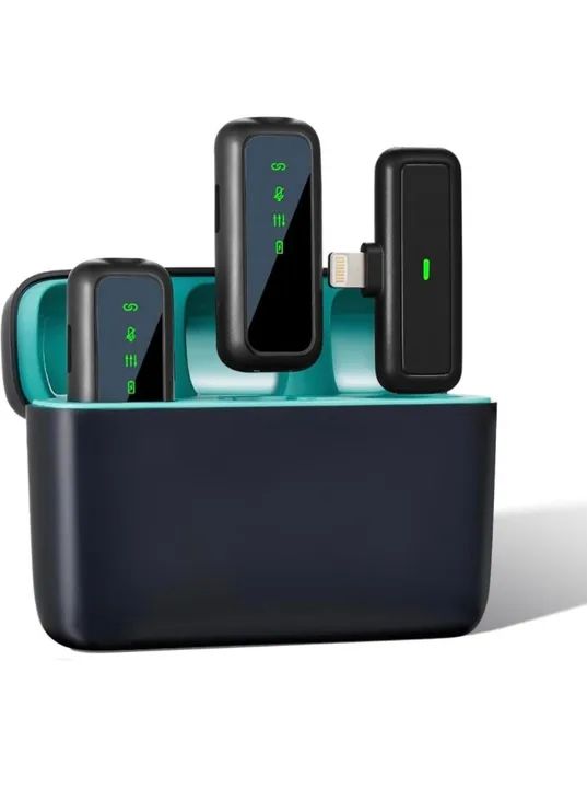 Microfone sem fio de 2,4 GHz para iPhone com capa de carregamento mini microfone - Foto 2